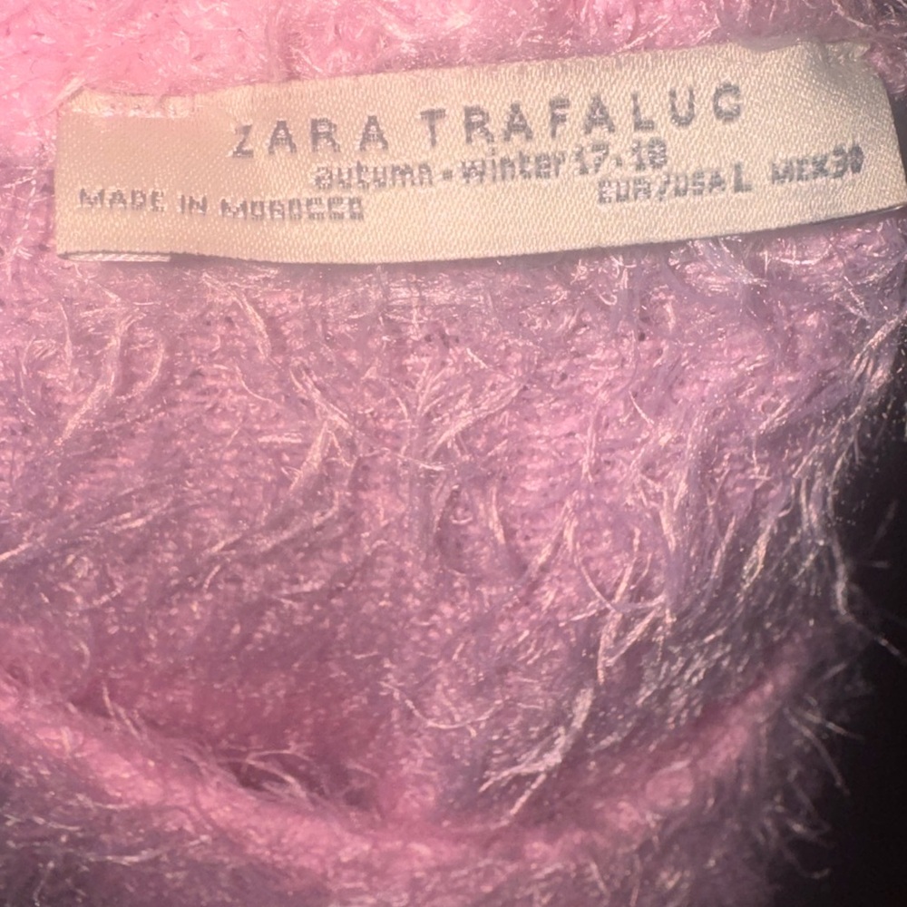 Zara Pink Fuzzy Cropped Short-Sleeve Top - Picture 3 of 3